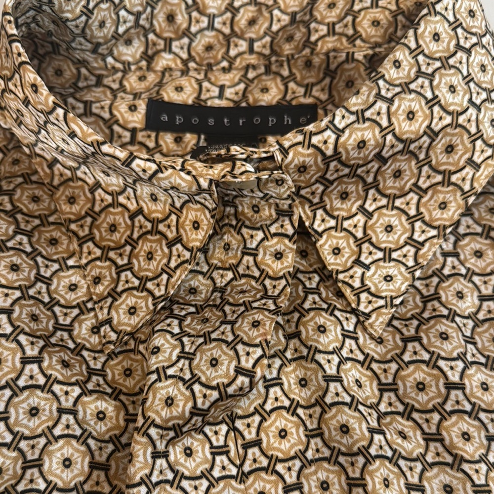 Apostrophe Casual Button Down Shirt Brown and Black